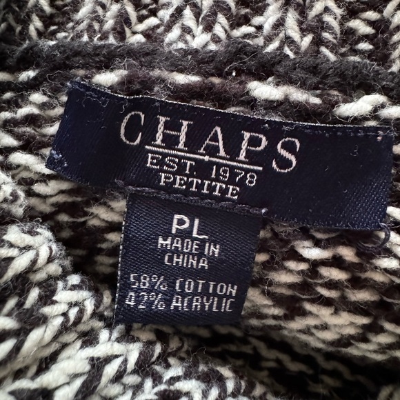Chaps Knit Sweater Women Size PL Petite L Asymmetrical Neck Black/white - Picture 4 of 4